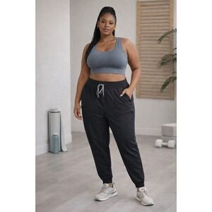 Fabletics Set of 2 Black and Mauve Jogger Scrub Pants Cargo Pockets Size XL